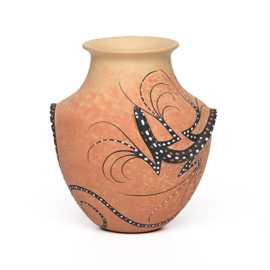 Zuni Pueblo Hand-coiled, Handpainted Polychrome Pot with Lizard Applique'