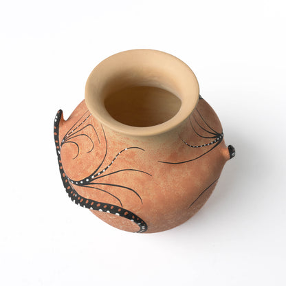 Zuni Pueblo Hand-coiled, Handpainted Polychrome Pot with Lizard Applique'